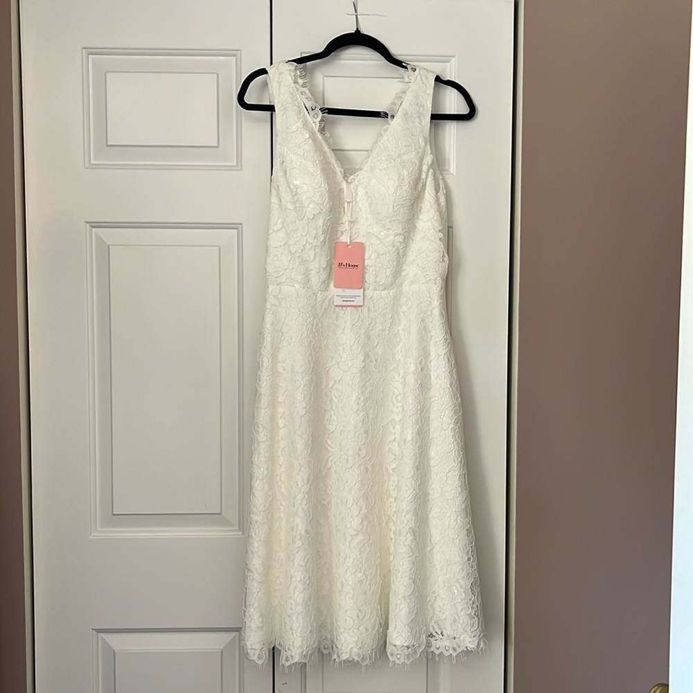 White lace midi dress